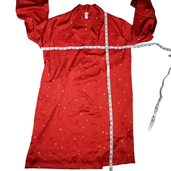 NWT Women's Red Lightweight Satin Spring / Summer Robe - Stars Above Hearts M/L - Picture 9 of 12
